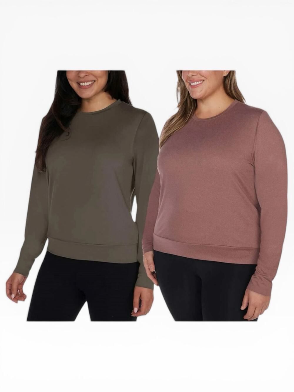 Lukka Lux Women’s Long Sleeve Tee 2-Pack Green Pink L NWT